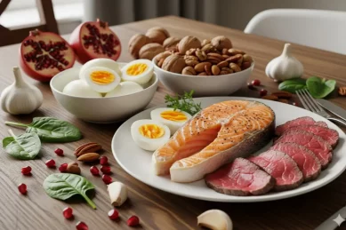 أطعمة طبيعية ترفع هرمون الذكورة ١- البيض: بداية اليوم الصح-٢-اللحوم الحمراء: الزنك والحديد في طبق واحد،٣- الأسماك الدهنية: غذاء القلب والهرمونات ٤- المكسرات: السناك الذكي-٥-الثوم ٦-الرمان: فاكهة الرجولة ٧-السبانخ اتعرفت زمان إنها "غذاء باباي"، والسر إنها غنية جدًا بـ المغنيسيوم، وهو معدن ضروري جدًا لإنتاج التستوستيرون