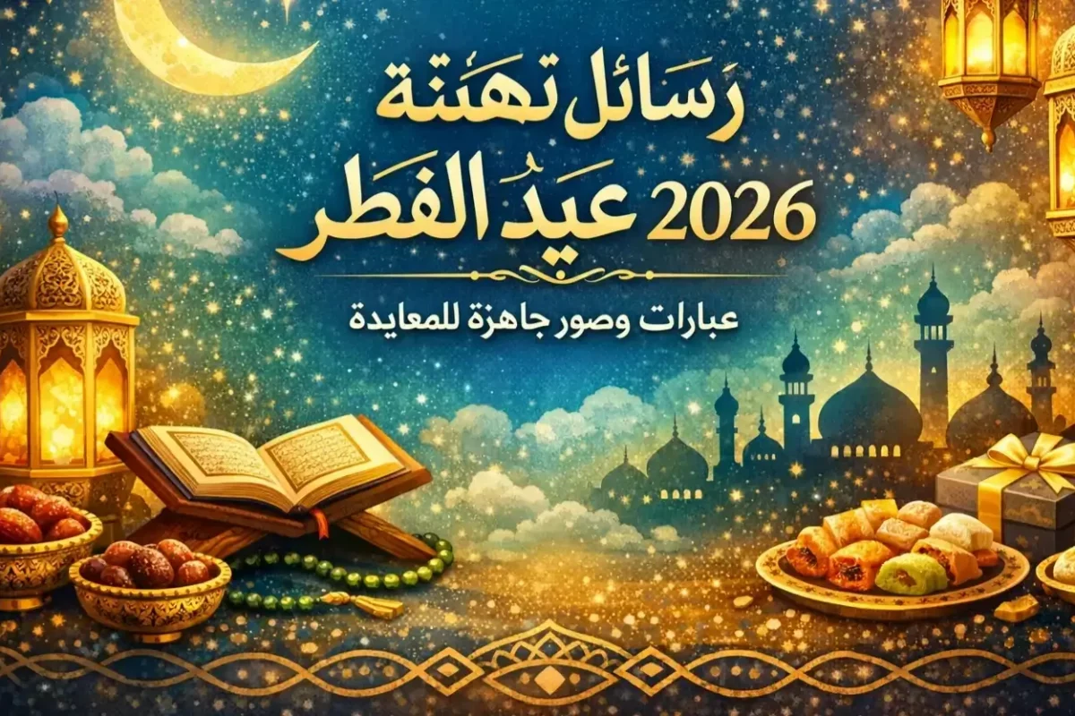 رسائل تهنئة عيد الفطر 2026  قصيرة ورسمية مع صور